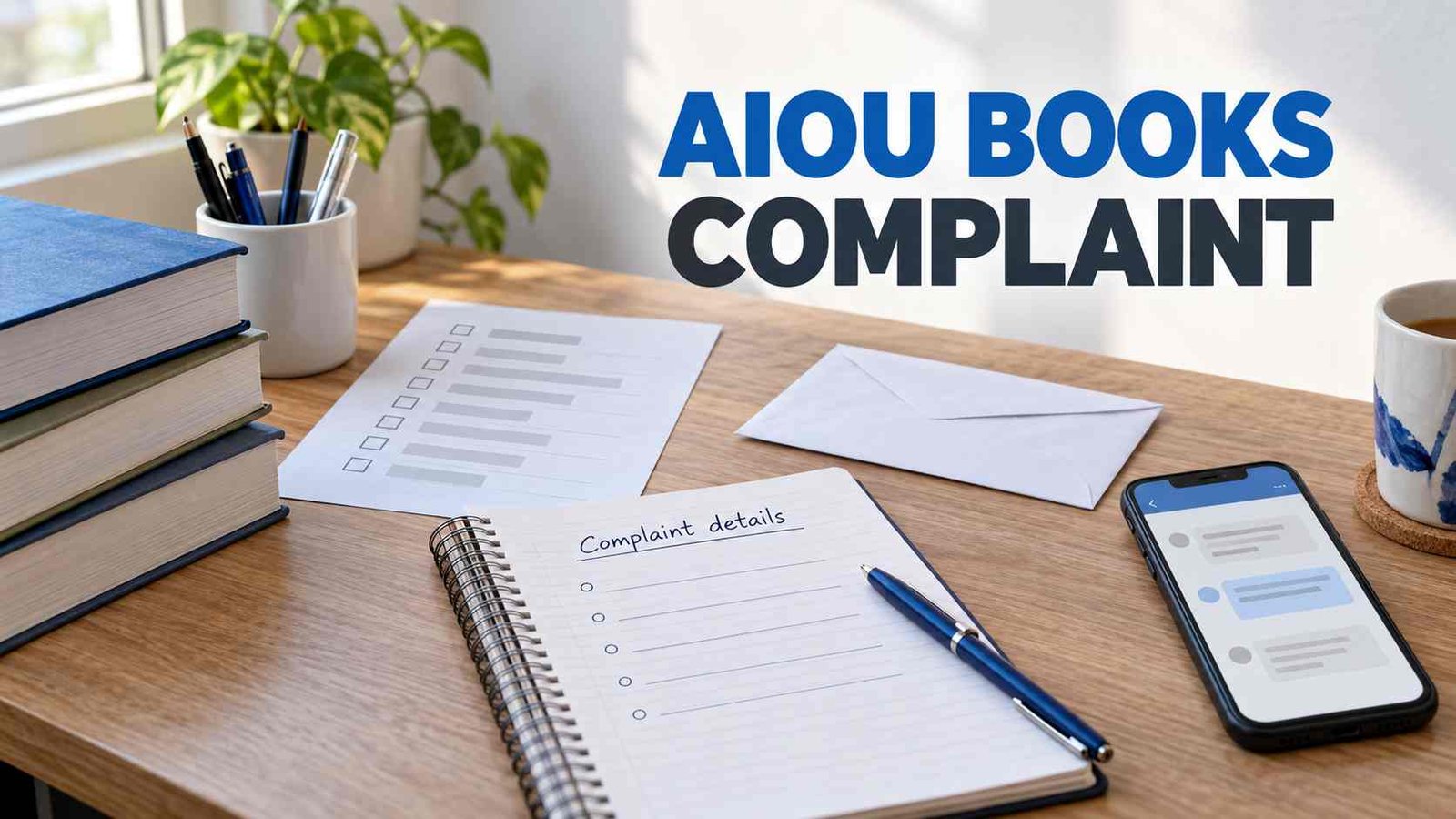 Student preparing an AIOU books complaint