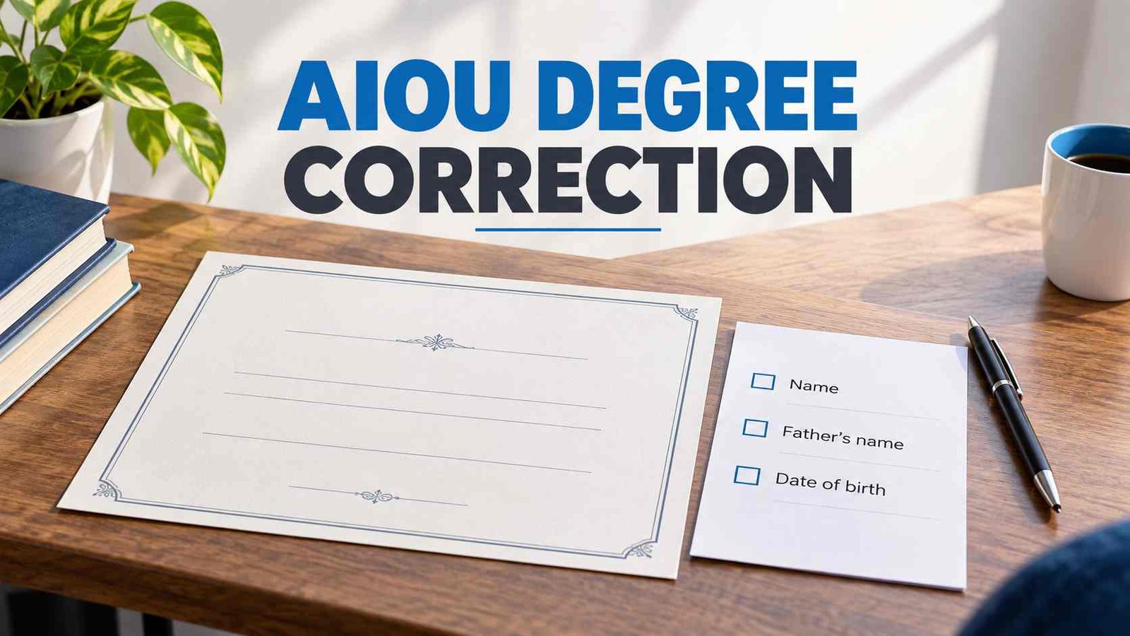 Degree correction checklist on a student’s desk