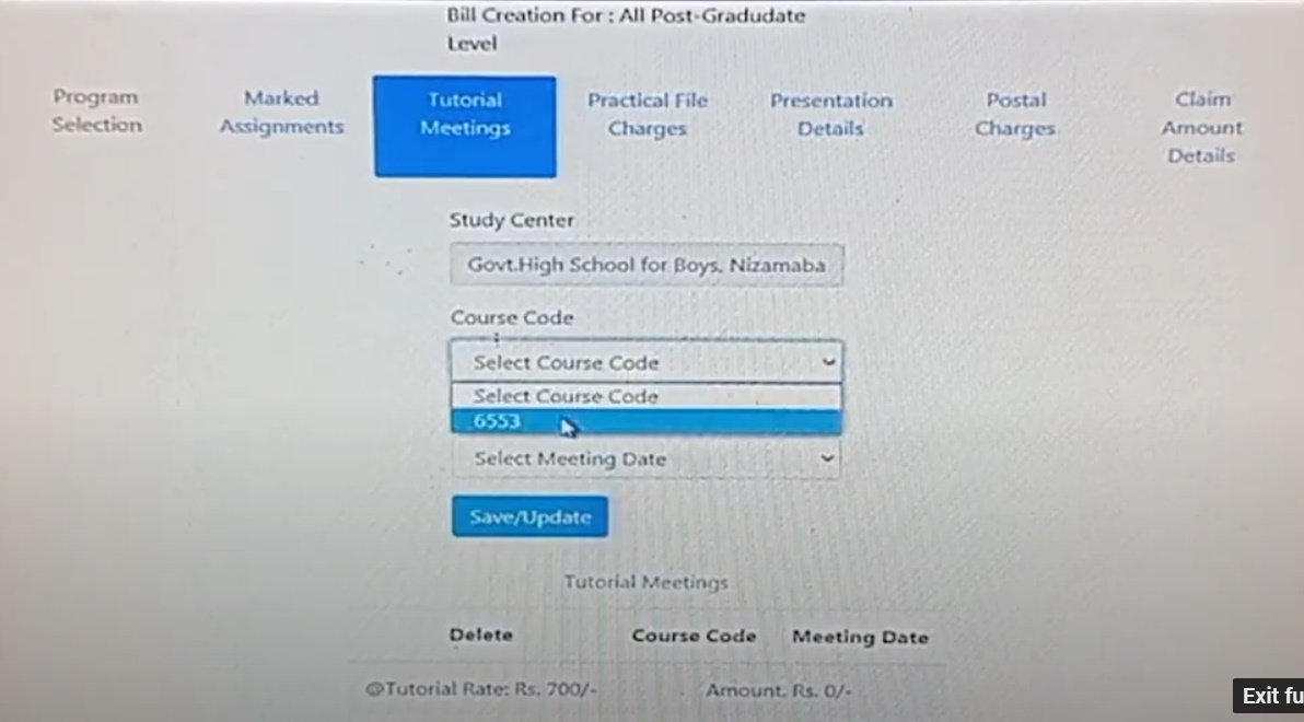 How to Submit AIOU Tutorial Meetings Bill Online