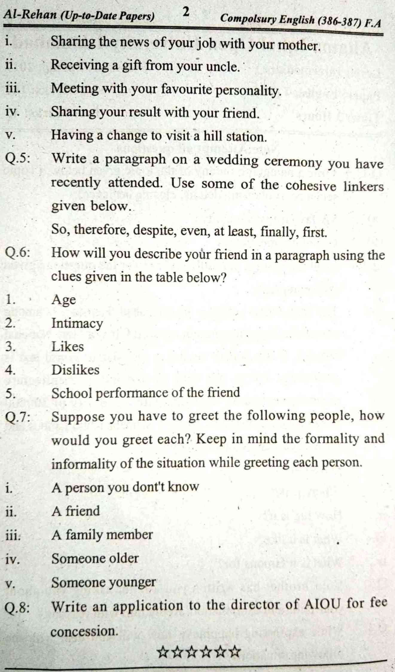 AIOU 386 English Past Papers Download