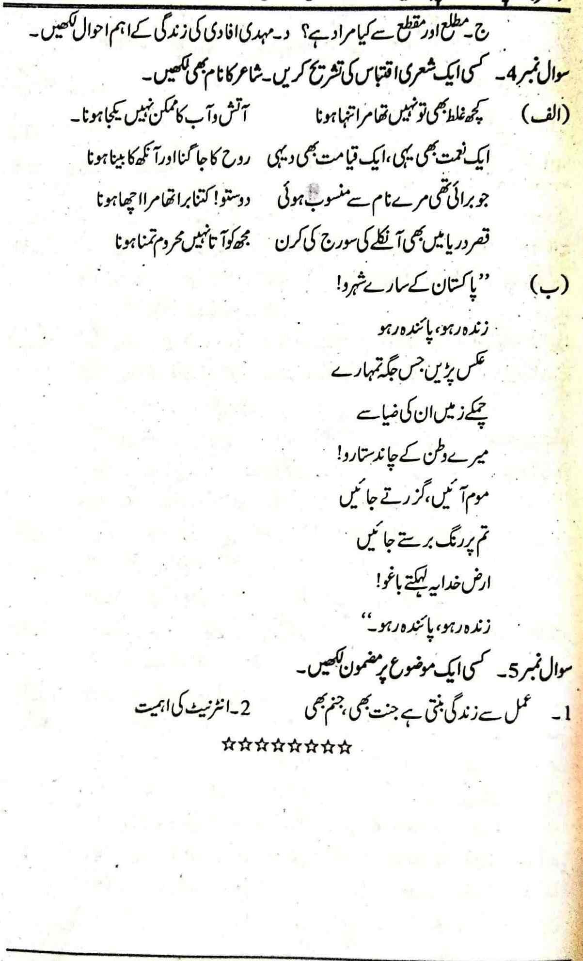 AIOU Inter 364 Past Papers Urdu