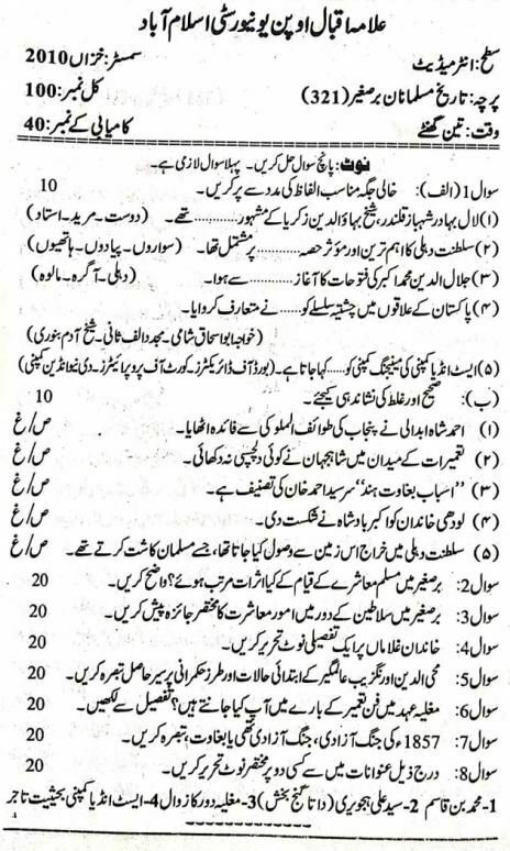 AIOU Course FA 321 Code Past Paper