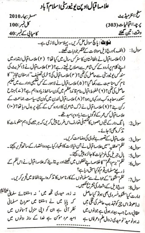 AIOU FA Code 303 Past Papers