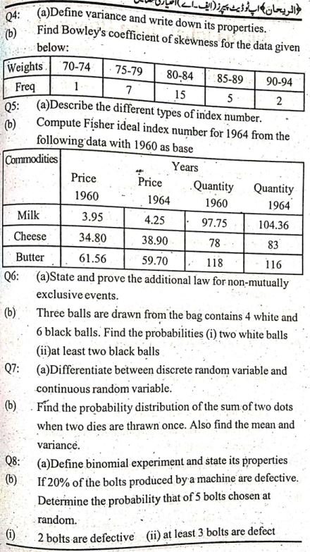 AIOU Inter 394 Past Paper