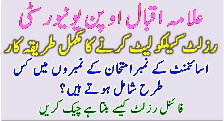 AIOU Exams and Assignment Calculation Formula