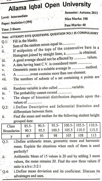 Download AIOU 394 Past Paper
