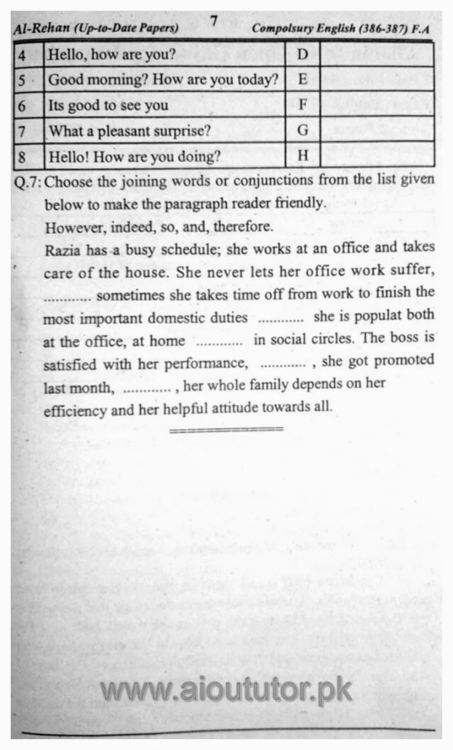 AIOU English-I Compulsory Past Papers12