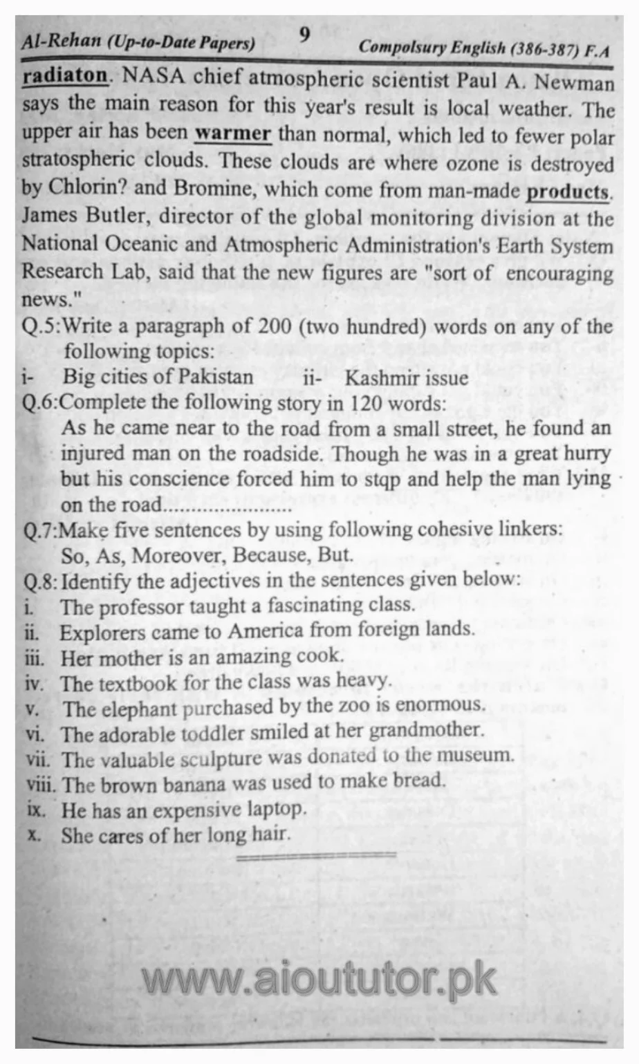 AIOU English I Compulsory Past Papers14