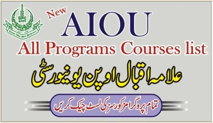 2026 AIOU Course List All Programs