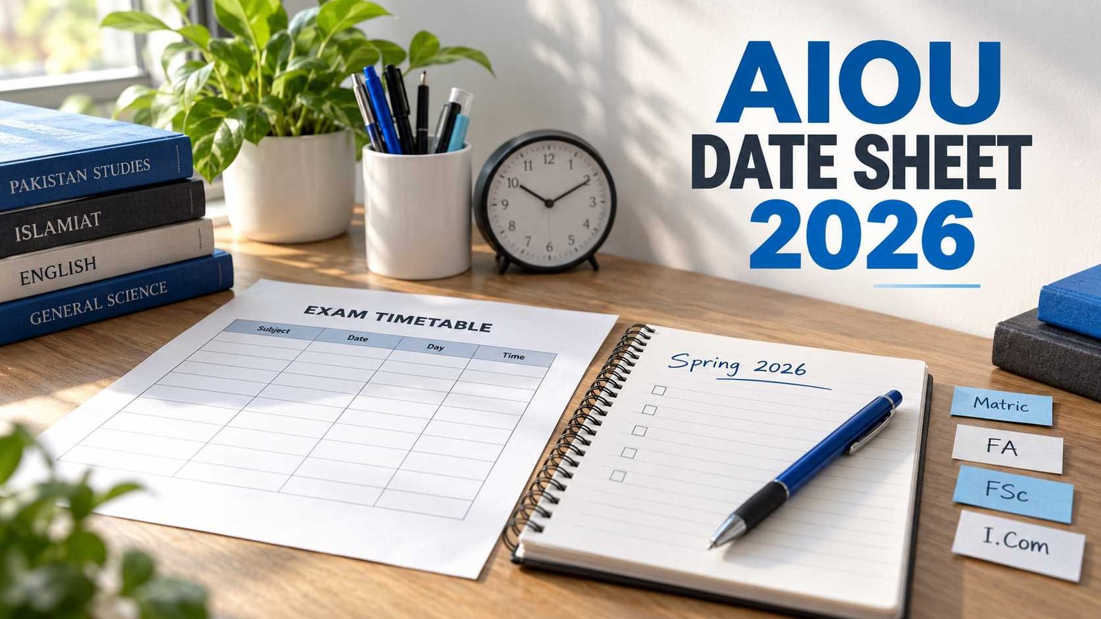AIOU Matric and HSSC date sheet guide