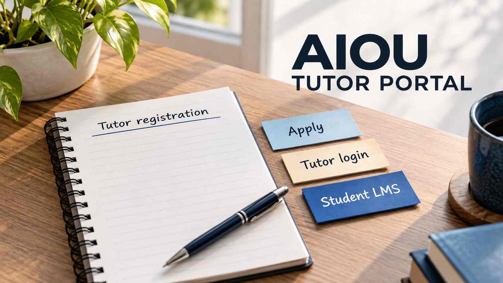 Notebook showing AIOU tutor portal routes