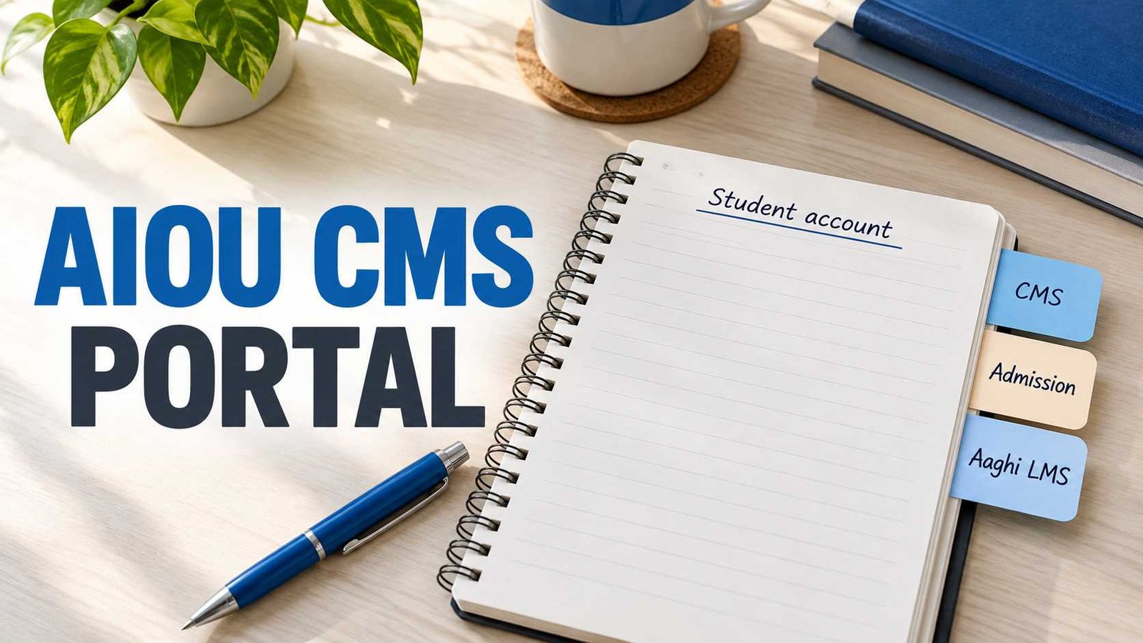 Student desk with CMS portal notes