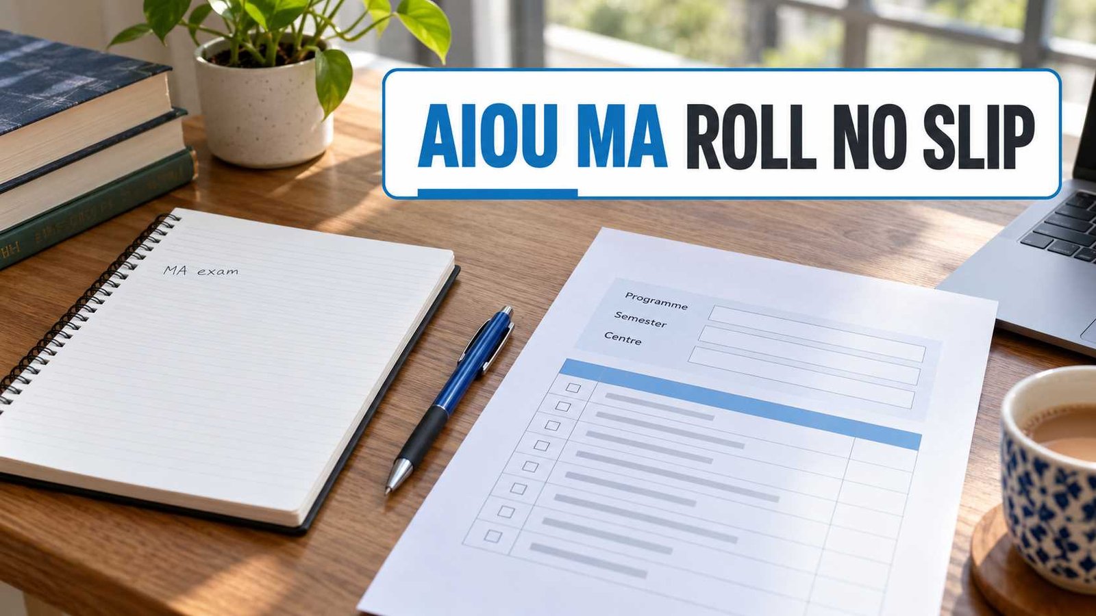 Student reviewing MA exam slip checklist